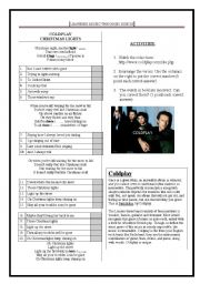 English Worksheet: COLDPLAY: CHISTMAS LIGHTS