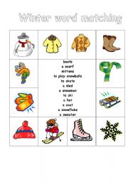 English Worksheet: winter word matching