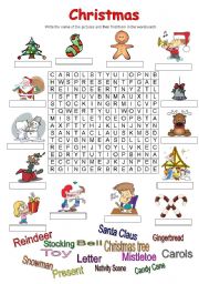 English Worksheet: Christmas wordsearch