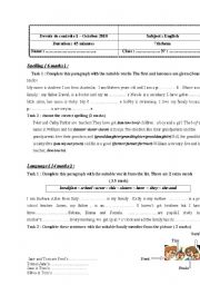 English Worksheet: 7th form exam