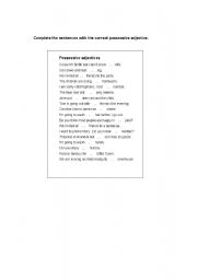 English Worksheet: Possessive adjectives