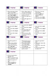 English Worksheet: Board game cards