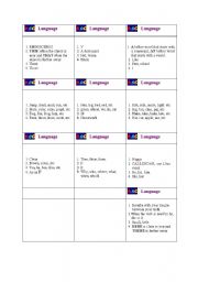 English worksheet: Board game cards