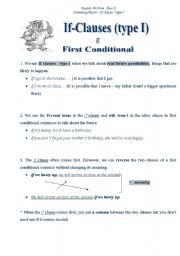 English Worksheet: First Conditional Sentences