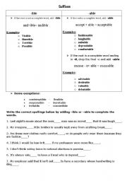 English Worksheet: suffixes