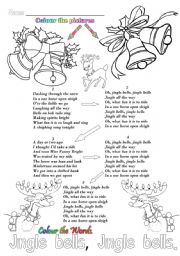 Jingle bells song and colouring sheet