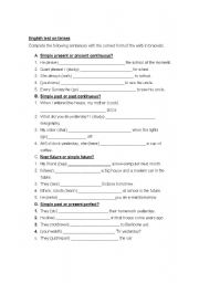 English worksheet: test on tenses