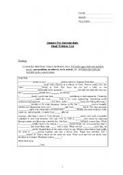 English Worksheet: Pre-int TEst ( reading writing)