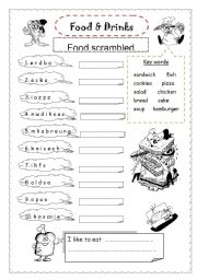 English Worksheet: food & drink