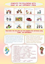 English Worksheet: SAME ....AS &  DIFFERENT.... FROM 