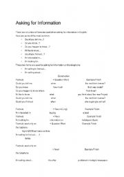 English worksheet: asking