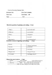 English Worksheet: New Headway Elementary Grammar Test 