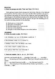 English Worksheet: Present simple, present continiuous, prepositions of time 
