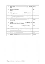 English worksheet: DERIVATIVES TESt 10 mins on CHAPTER 6 of CHOICES COURSE BOOK