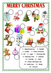 English Worksheet: Christmas Item Match 