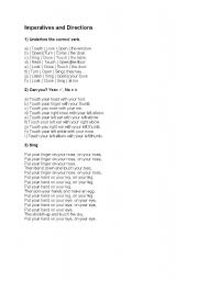 English Worksheet: Imperative and Directions