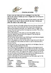 English worksheet: Directions and animals