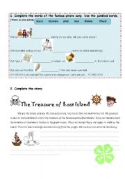 English Worksheet: vocabulary about pirates and writing exercise with answer key