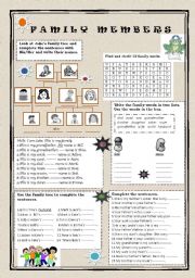 English Worksheet: FAMILY MEMBERS