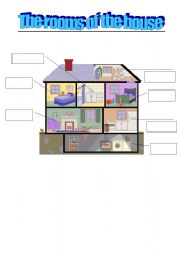 English Worksheet: the rooms of the house