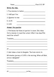 English worksheet: time