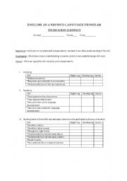 English Worksheet: ESL Elementary Progress Report