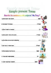English Worksheet: simple present tense 