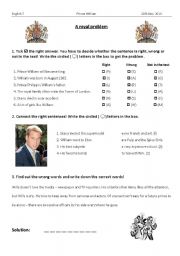 English Worksheet: A Royal Problem/ Prince William