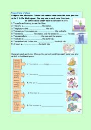 prepositions of place & adjectives