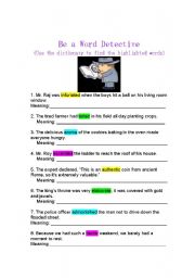 English worksheet: word detective