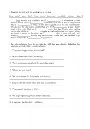 English Worksheet: past simple and past progressive