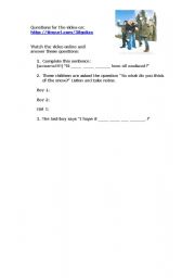 English worksheet: Kids love the snow in the UK - from CBBC