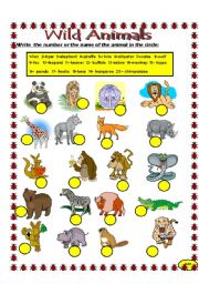 English Worksheet: Wild Animals