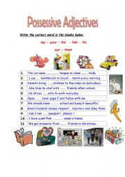 English Worksheet: possessive adjectives