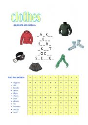 English worksheet: Clothes - exercises