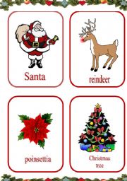 English Worksheet: Xmas set 4 -The symbols of Christmas - flashcards + words