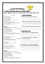 English Worksheet: We are the champions!