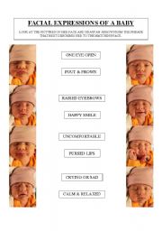 English Worksheet: Facial Expressions of a Baby