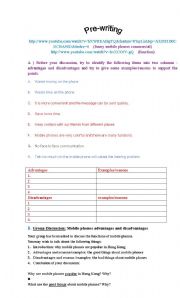 English Worksheet: the pros and cons of mobile phones 