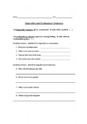 English worksheet: Imperative and Exclamatory worksheet