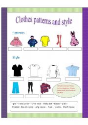 English Worksheet: patterns and styles of clothes