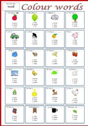 English Worksheet: Colour words          (Multiple choice)