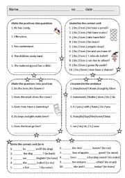English Worksheet: Changing to and from questions