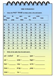 English Worksheet: VERB WORDSEARCH