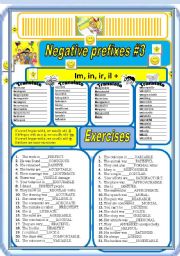 English Worksheet: Negative prefixes step 3 il, ir, im, +