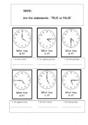 English Worksheet: Telling Time/test