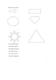 English Worksheet: shapes and colours