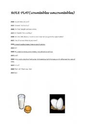 English Worksheet: role-play(countables/uncountables)