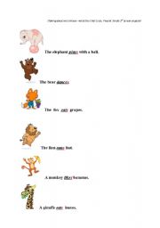English worksheet: wild animals+present simple 3rd person