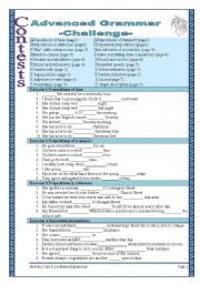 English Worksheet: 7 pages/20 exercises ADVANCED grammar Part 3
